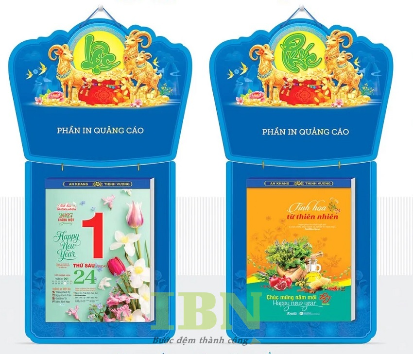 Mẫu lịch treo tường đẹp - lịch bloc màu xanh dương bắt mắt