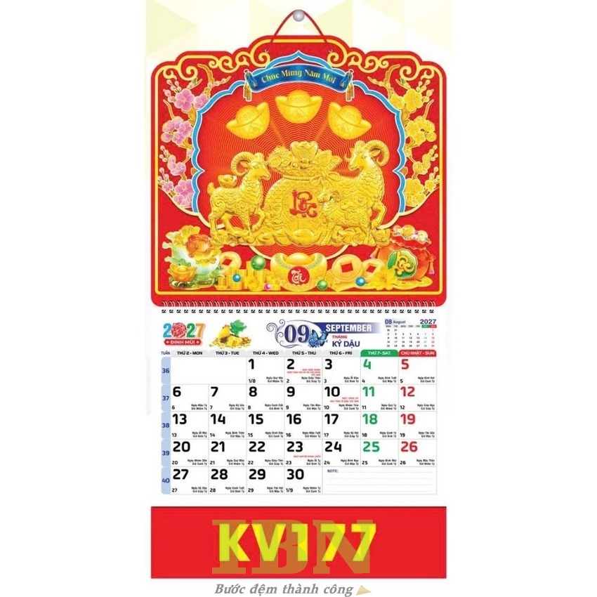 Mẫu lịch treo tường đẹp, in dập nổi ấn tượng