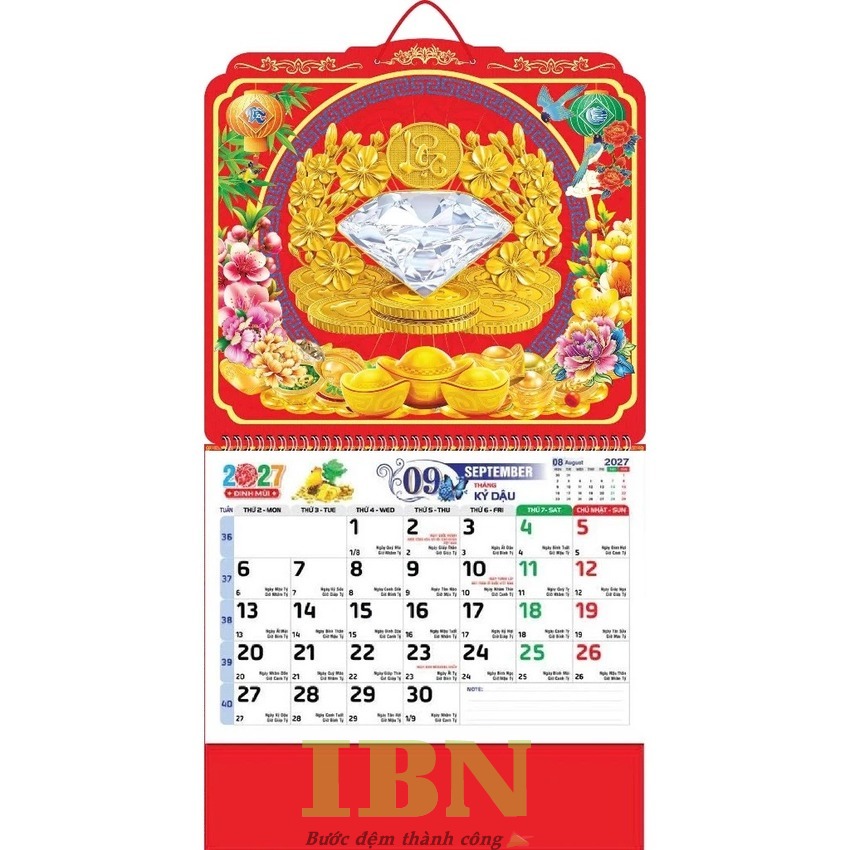 Mẫu lịch treo tường đẹp cho doanh nghiệp kim hoàn