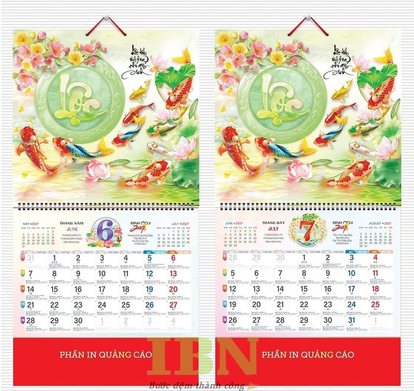 Mẫu lịch treo tường Tết 2027 thiết kế ấn tượng