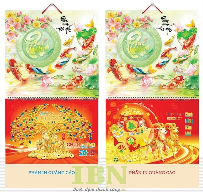 Mẫu lịch treo tường Tết Đinh Mùi sang trọng, cao cấp