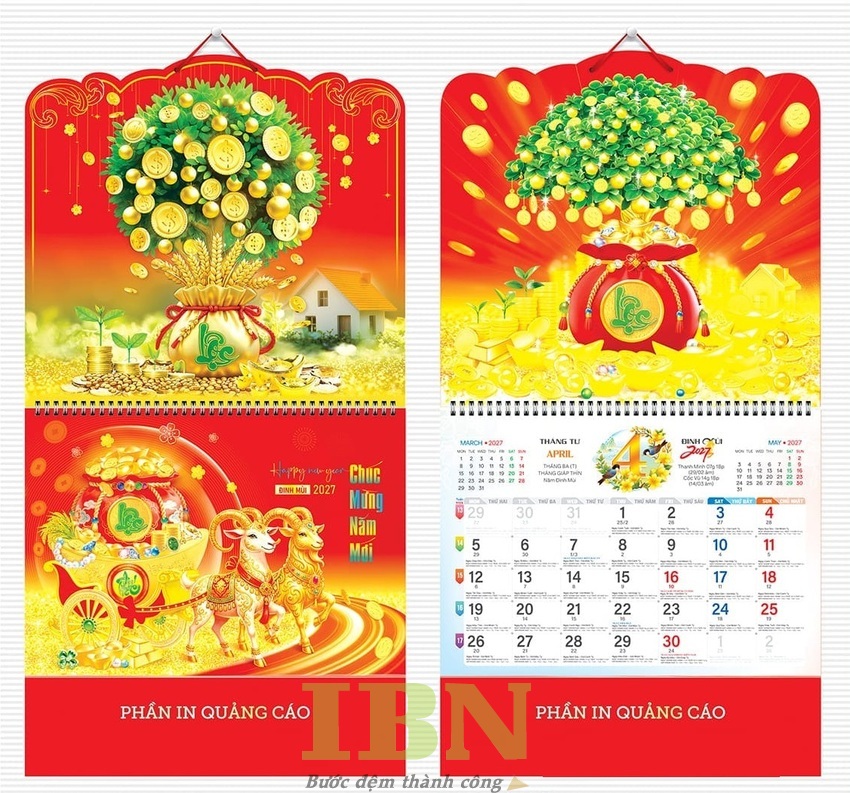 Mẫu lịch treo tường thiết kế sang trọng, cao cấp