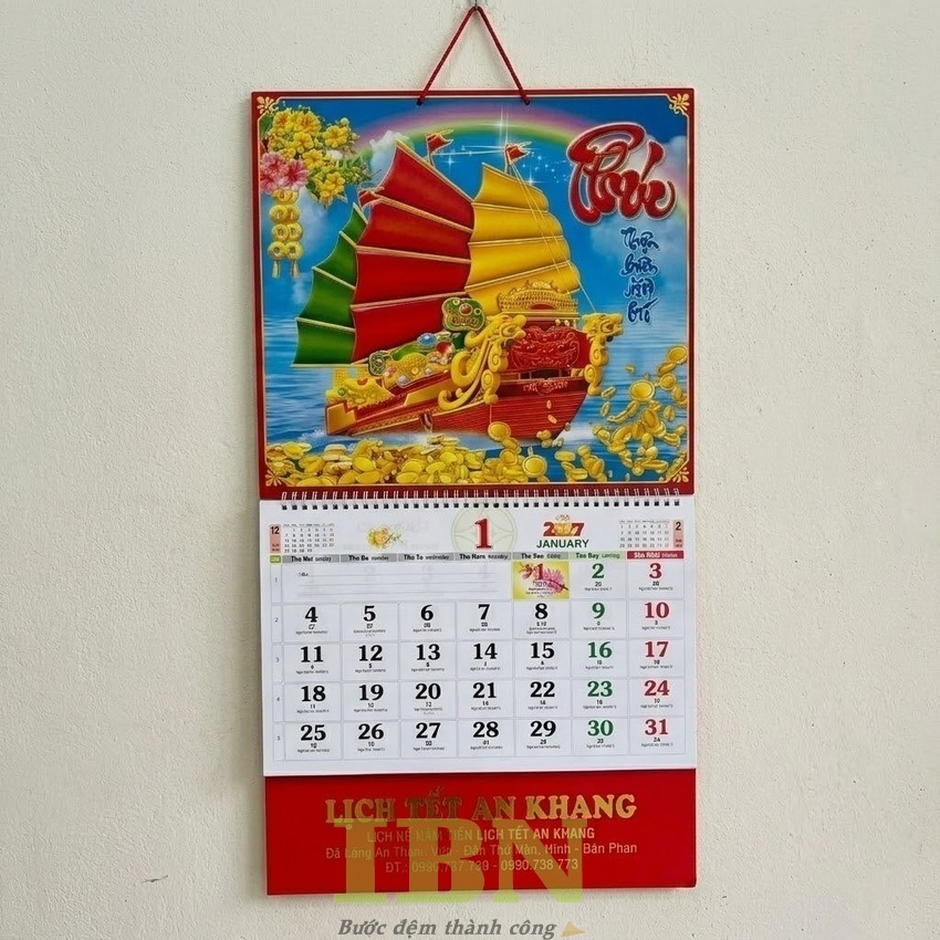 Mẫu lịch treo tường chủ đề thuận buồm xuôi gió