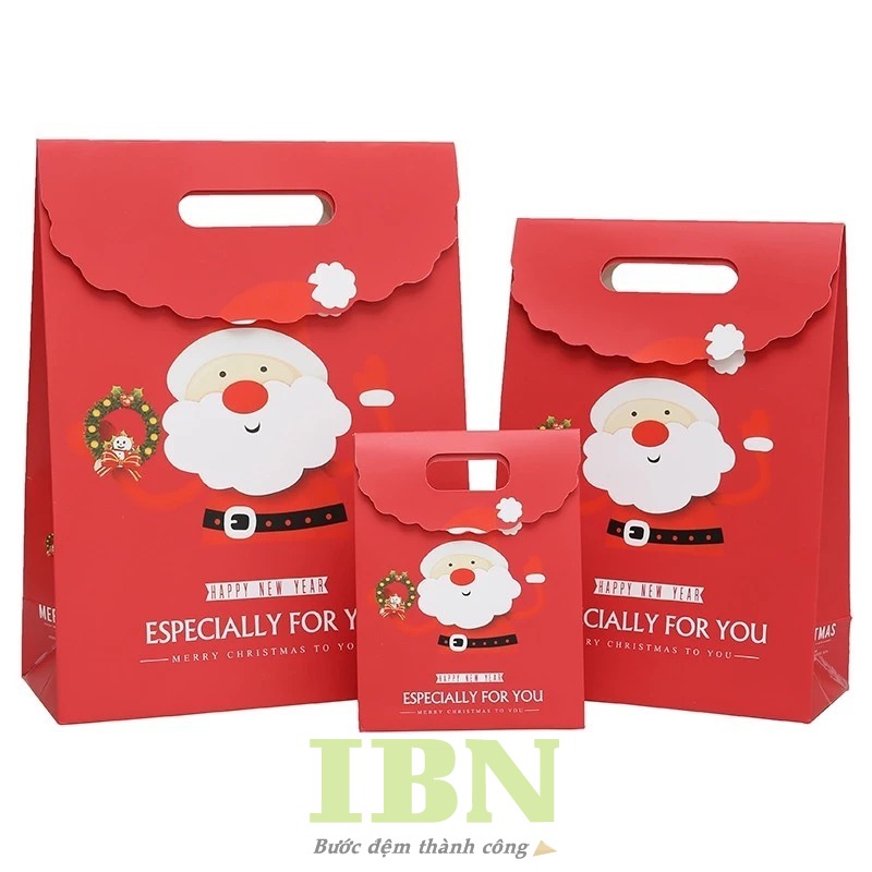 Các mẫu túi giấy cán màng mờ, in hình ông già Noel