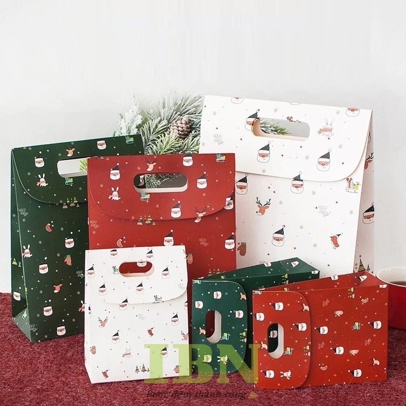 Các mẫu túi giấy Noel có nắp, nhiều kích thước