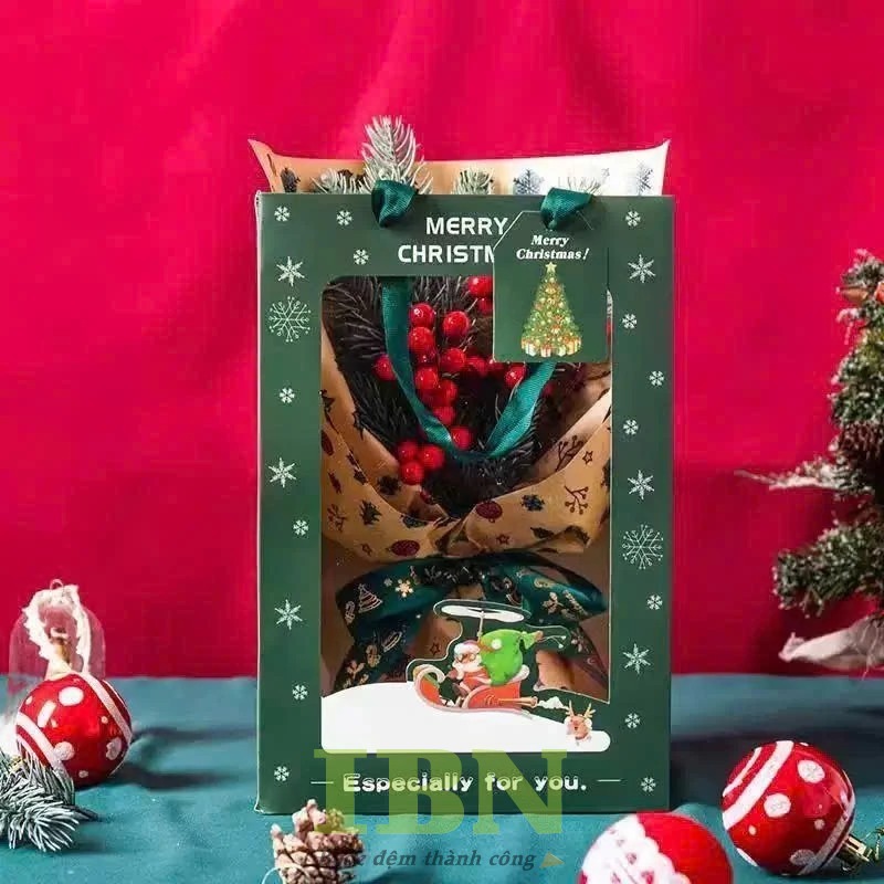 Mẫu túi giấy Noel có cửa sổ kính