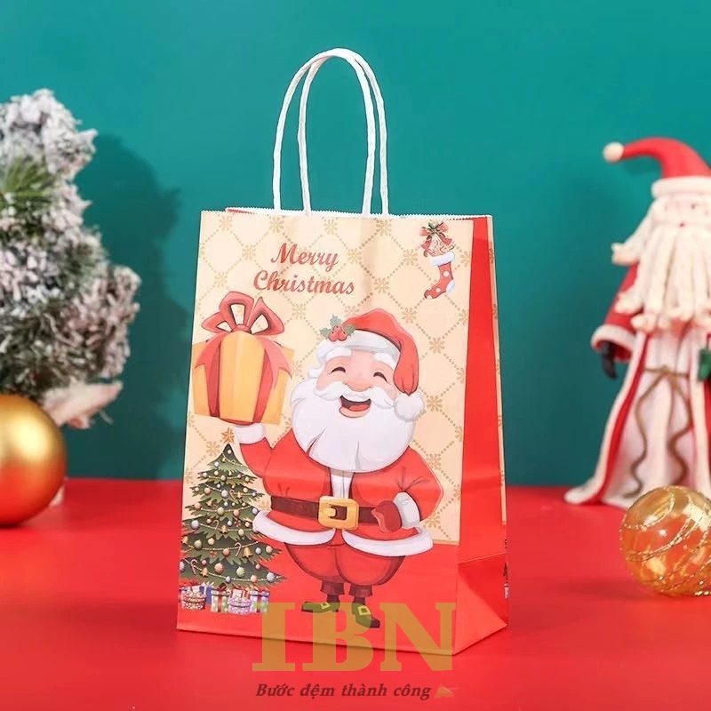 Mẫu túi giấy Giáng sinh in hình ông già Noel